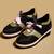 Black solid leather wedges