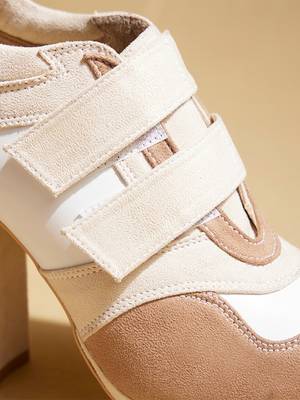 White solid leather heels 4