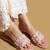 Pink embroidered satin flats