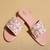 Pink embroidered satin flats