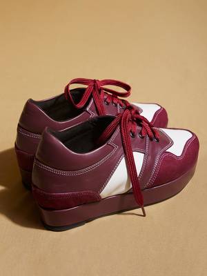 Red solid leather wedges 3