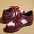 Red solid leather wedges
