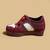 Red solid leather wedges