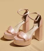 Rose gold solid satin heels