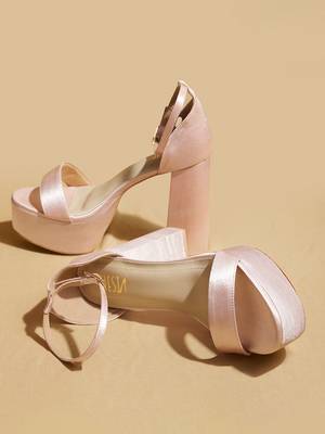 Rose gold solid satin heels 2