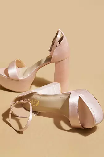Rose gold solid satin heels