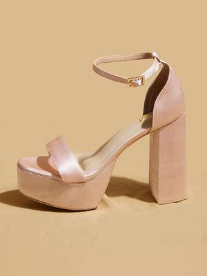 Rose gold solid satin heels 3
