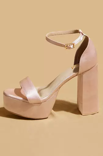 Rose gold solid satin heels