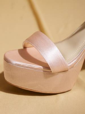 Rose gold solid satin heels 4