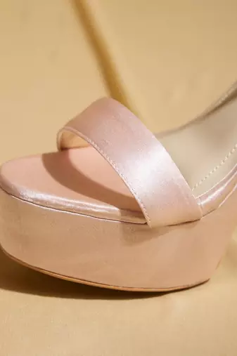 Rose gold solid satin heels