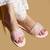 Pink embroidered satin flats