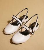 White solid leather ballerinas