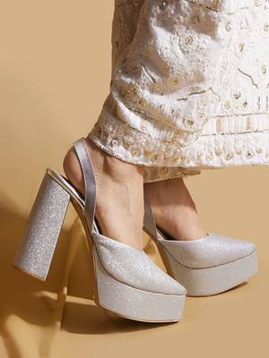 Silver solid leather heels 3