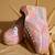 Pink embroidered satin heels