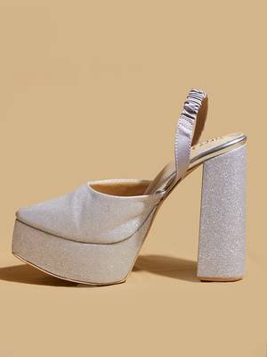 Silver solid leather heels 4