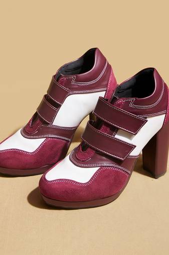 Red solid leather heels