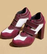 Red solid leather heels