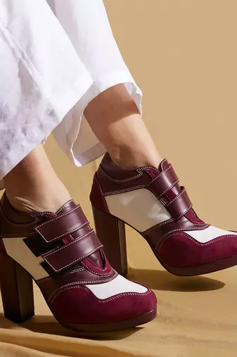 Red solid leather heels
