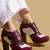 Red solid leather heels