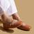 Tan solid leather ballerinas