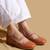 Tan solid leather ballerinas