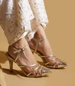 Gold solid leather heels