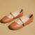 Tan solid leather ballerinas