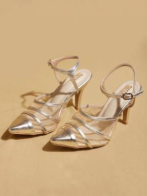 Gold solid leather heels 2