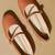 Tan solid leather ballerinas