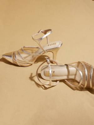 Gold solid leather heels 3