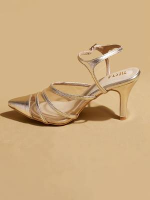 Gold solid leather heels 4