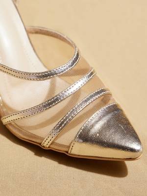 Gold solid leather heels 5