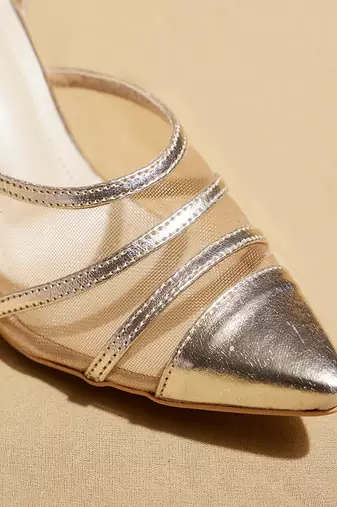 Gold solid leather heels