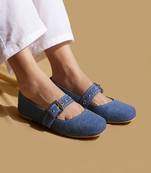 Blue solid denim ballerinas
