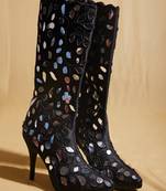 Black Mirror embroidered canvas boots