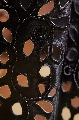 Black Mirror embroidered canvas boots