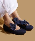 Blue solid denim ballerinas