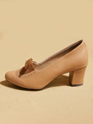Tan solid leather heels 3