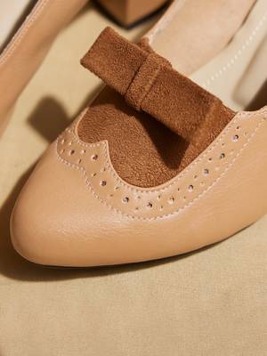 Tan solid leather heels 4