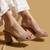 Beige solid satin heels