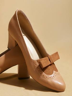 Tan solid leather heels 5