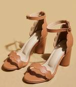 Tan solid leather heels