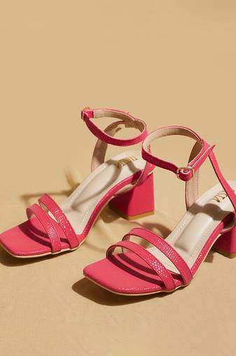 Red solid leather heels