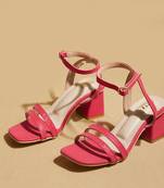 Red solid leather heels