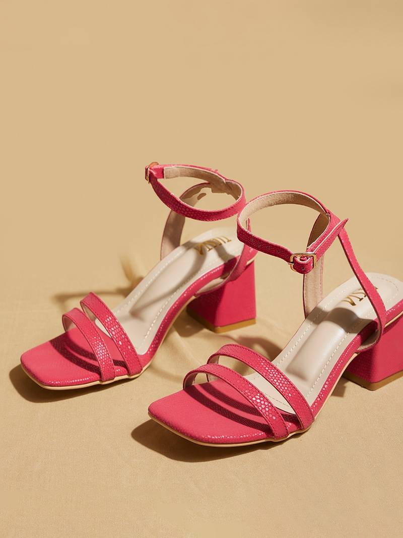 Red solid leather heels