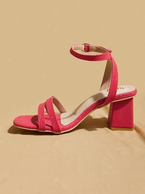 Red solid leather heels 2