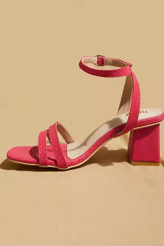 Red solid leather heels