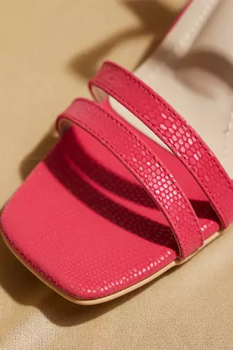 Red solid leather heels