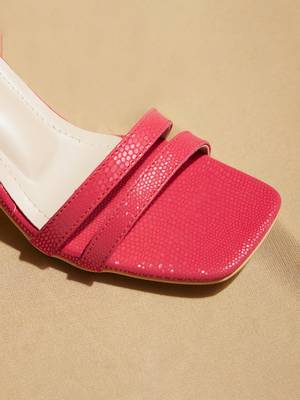 Red solid leather heels 4