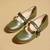Green solid leather ballerinas